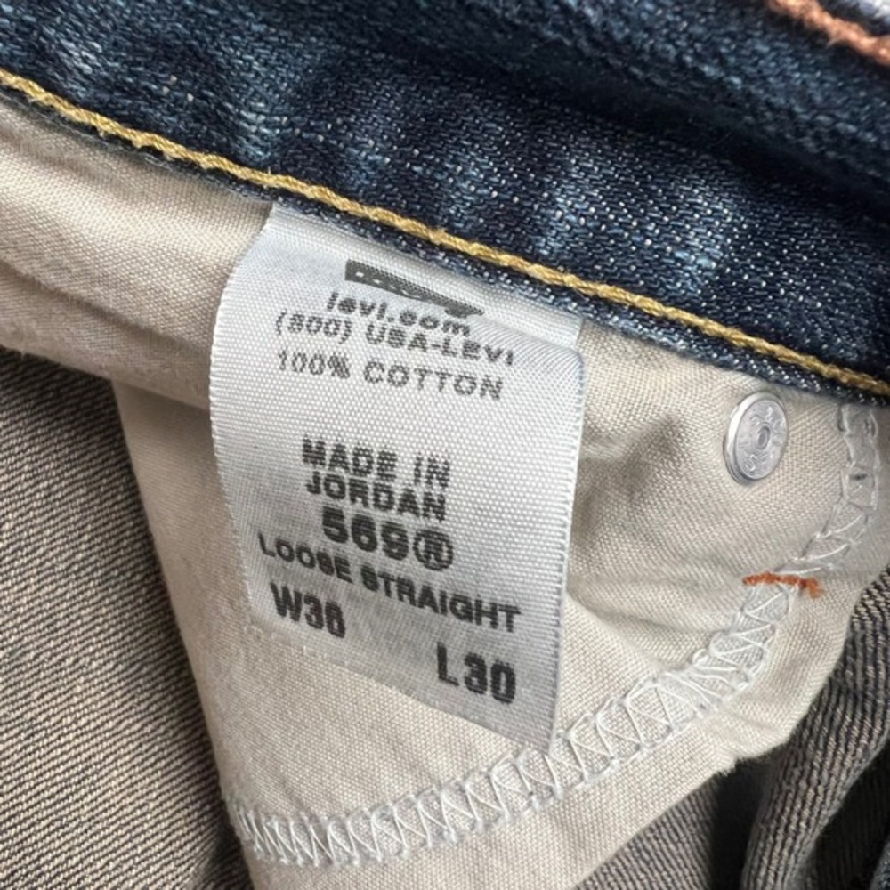 Levi Strauss 569 Loose Straight Jeans Mens W36 L30 Blue Denim - Picture 8 of 15